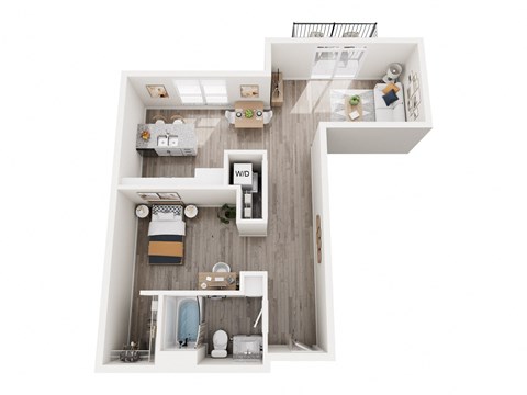 Floor plan for studio, 1 bath, 779 sqft